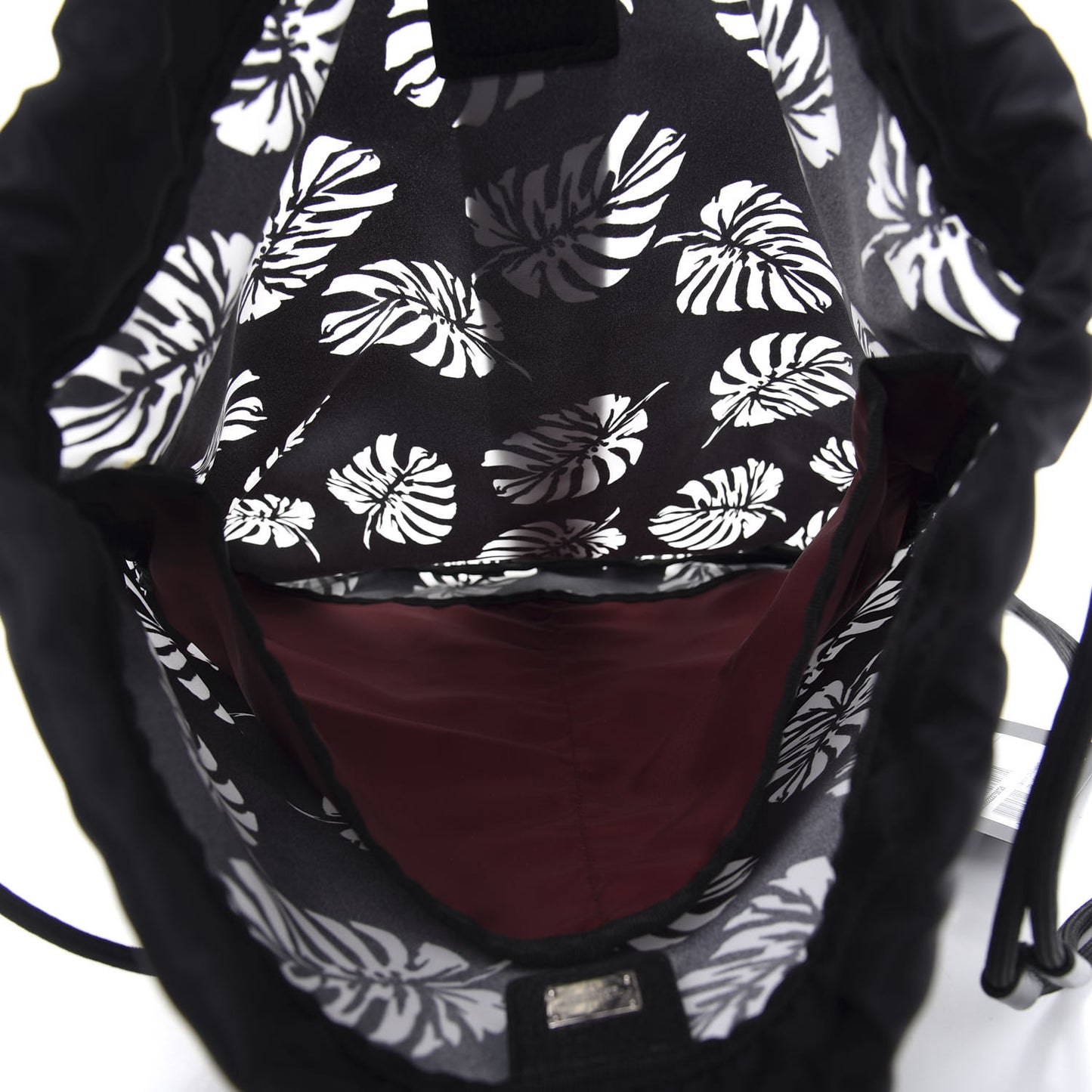Nylon Palm Drawstring Backpack Black