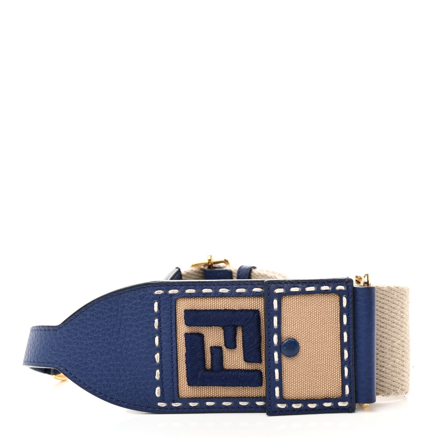 Fendi Ribbon Vitello Volanato FF Embroidered Adjustable Strap You Nuvola Blue 5 of 6