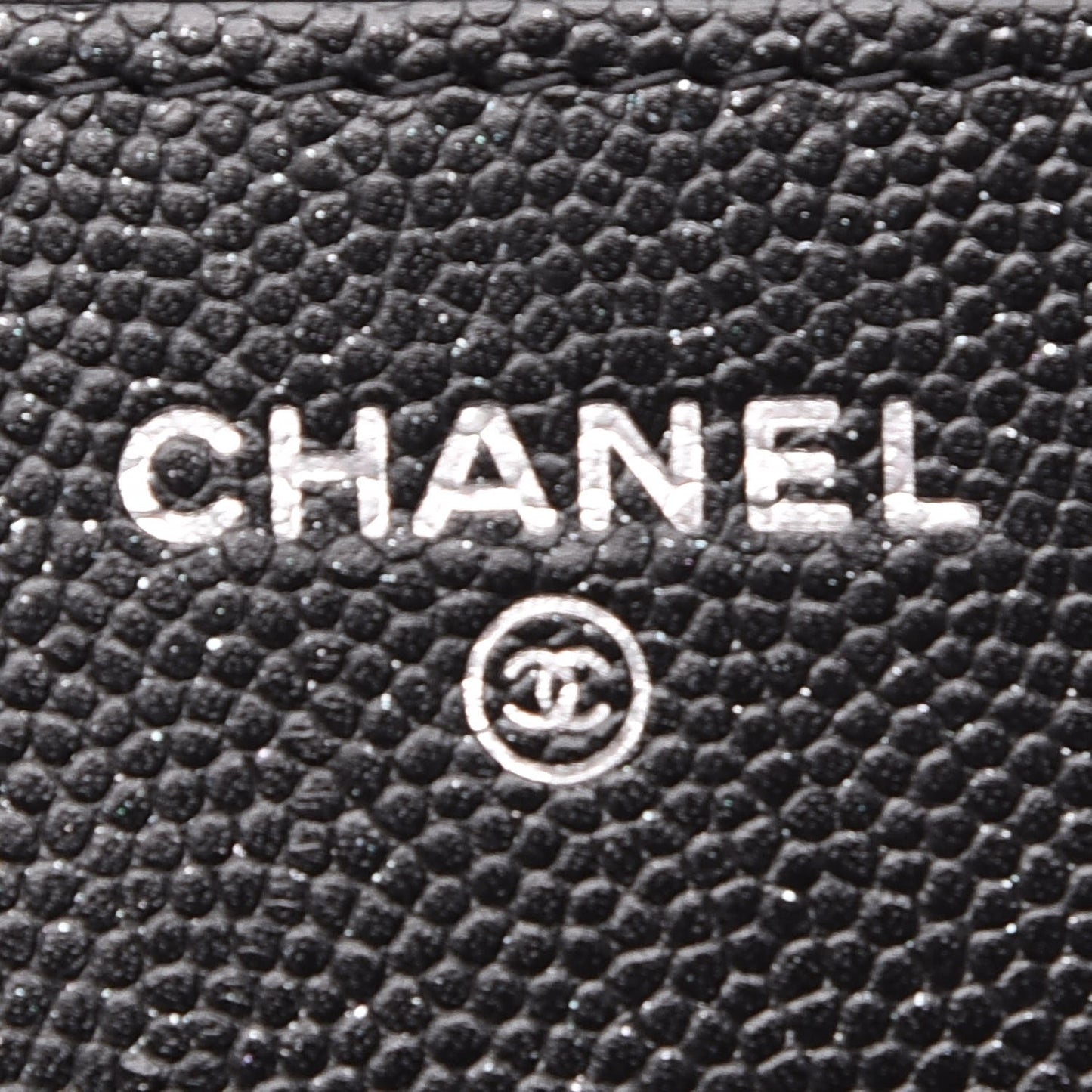 Metallic Caviar Quilted Wallet On Chain WOC Black