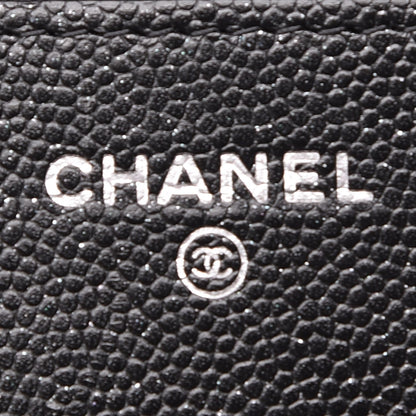 Chanel Metallic Caviar Quilted Wallet On Chain WOC Black 6 of 8