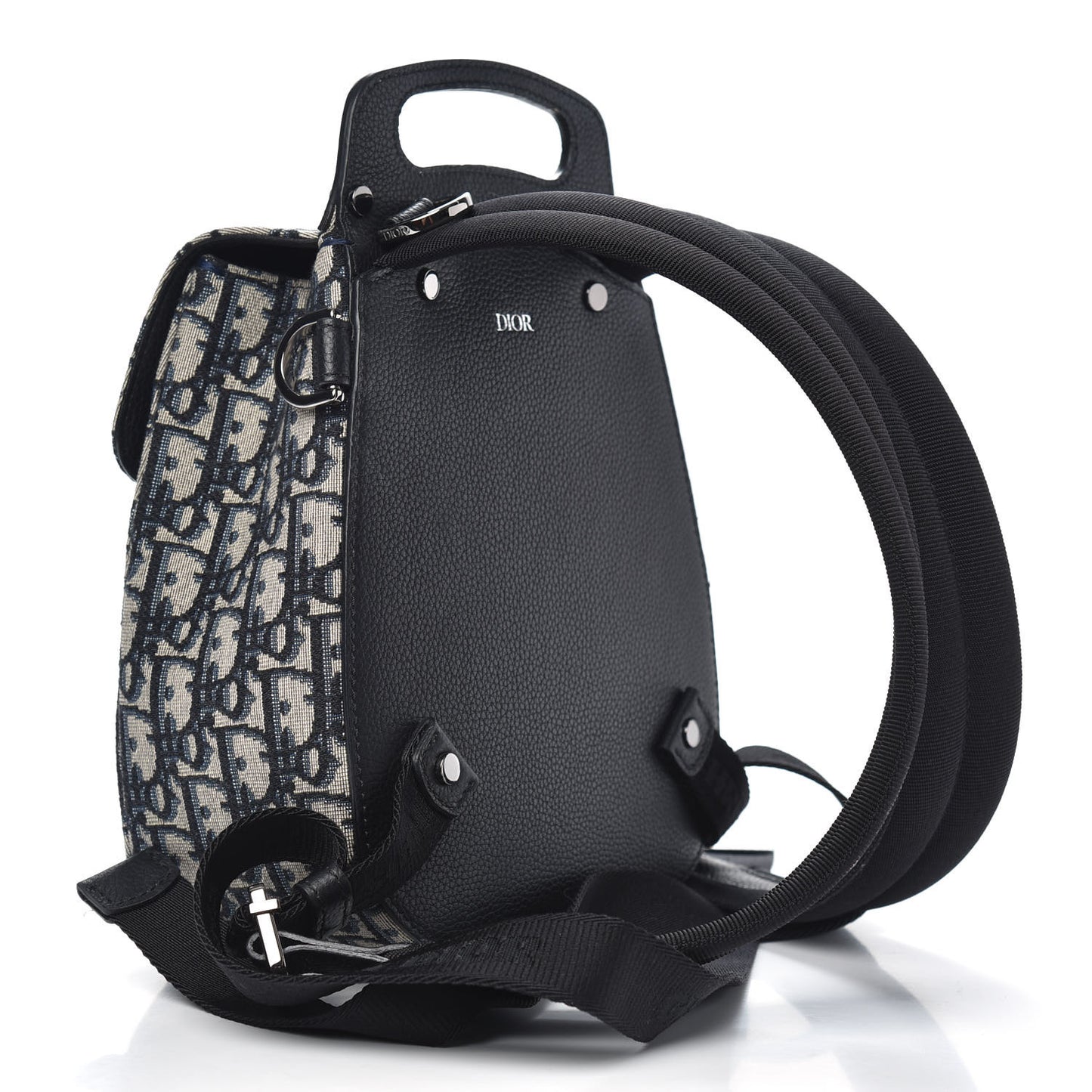 HOMME Oblique Calfskin Mens Mini Saddle Backpack Navy Blue