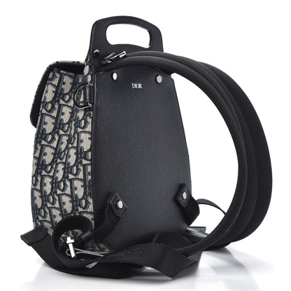 Christian Dior HOMME Oblique Calfskin Mens Mini Saddle Backpack Navy Blue 2 of 9