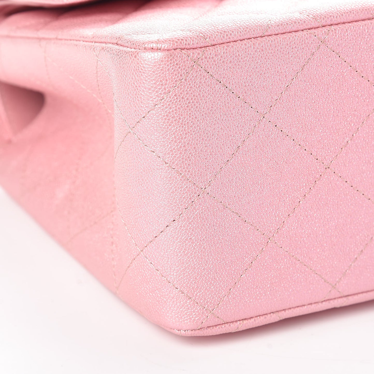 Iridescent Caviar Quilted Jumbo Double Flap Rose Pink