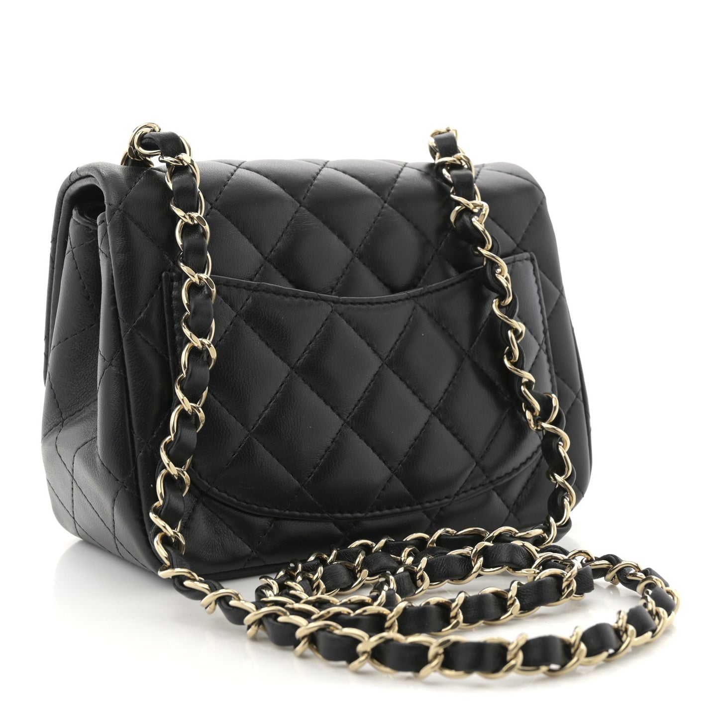 Lambskin Quilted Mini Square Flap Black