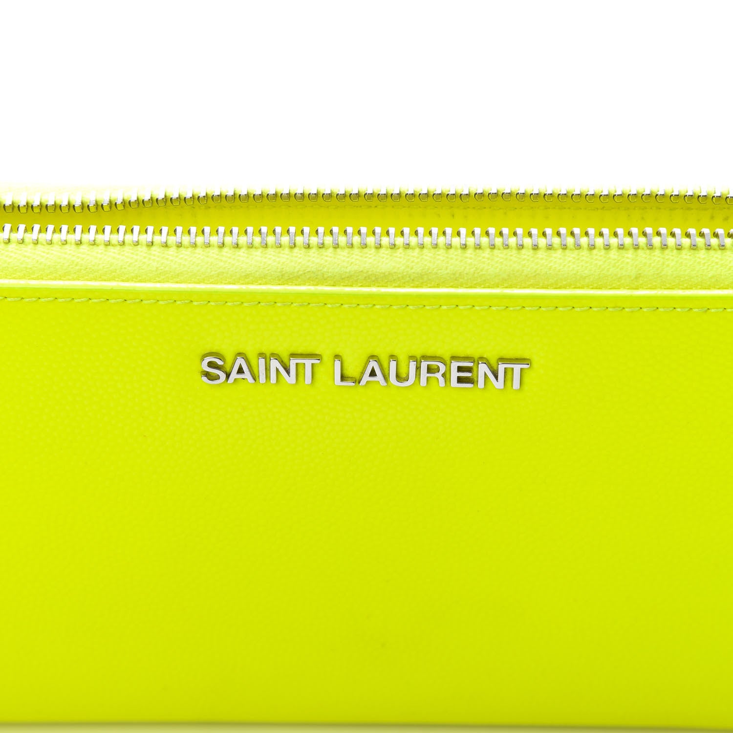 Saint Laurent Grain De Poudre Classic Zip Around Wallet Neon Yellow 6 of 9