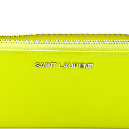Saint Laurent Grain De Poudre Classic Zip Around Wallet Neon Yellow 6 of 9