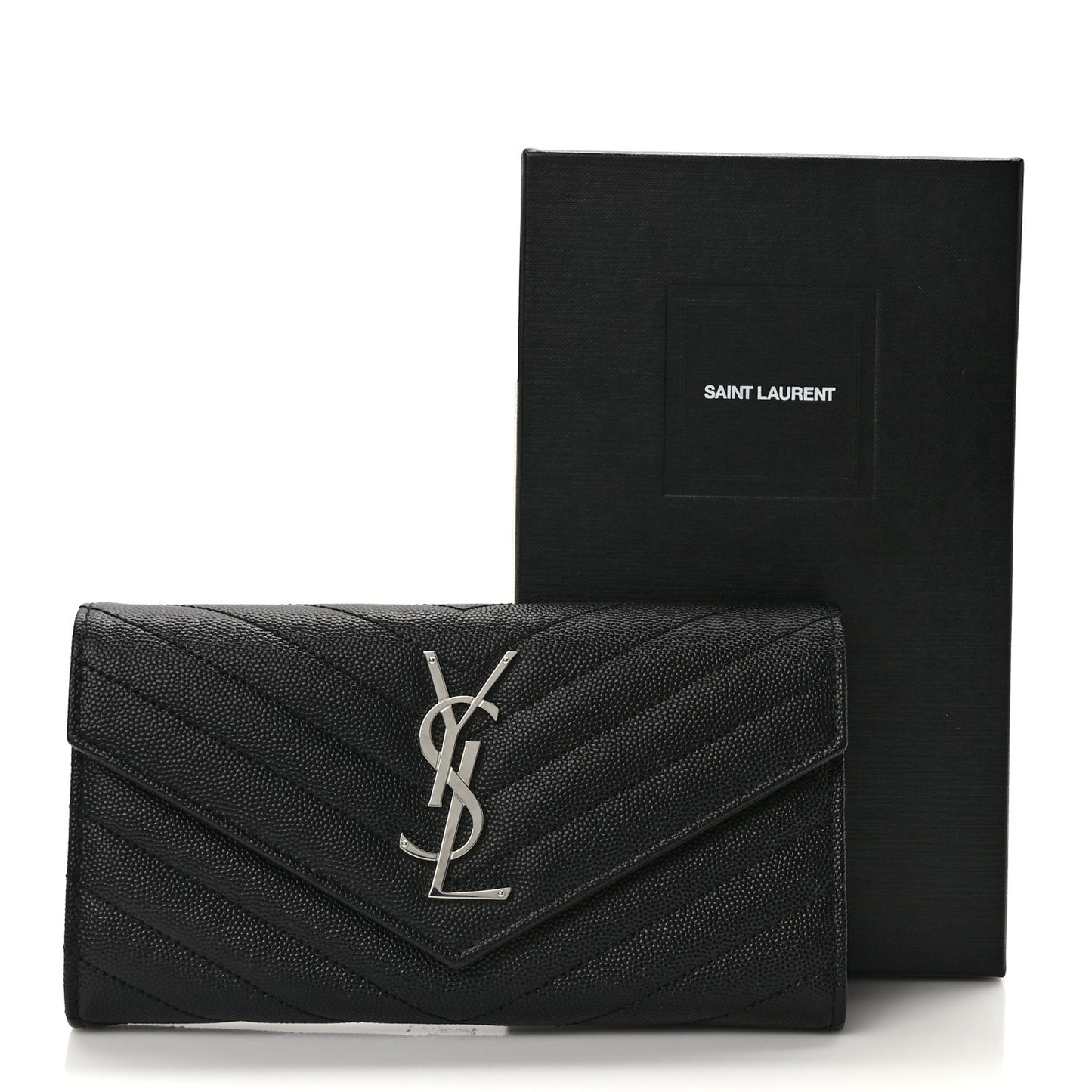 Grain De Poudre Matelasse Chevron Monogram Flap Wallet Deep Marine
