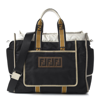 Fendi Nylon Reversible Everyday Tote Black White Tobacco 1 of 14