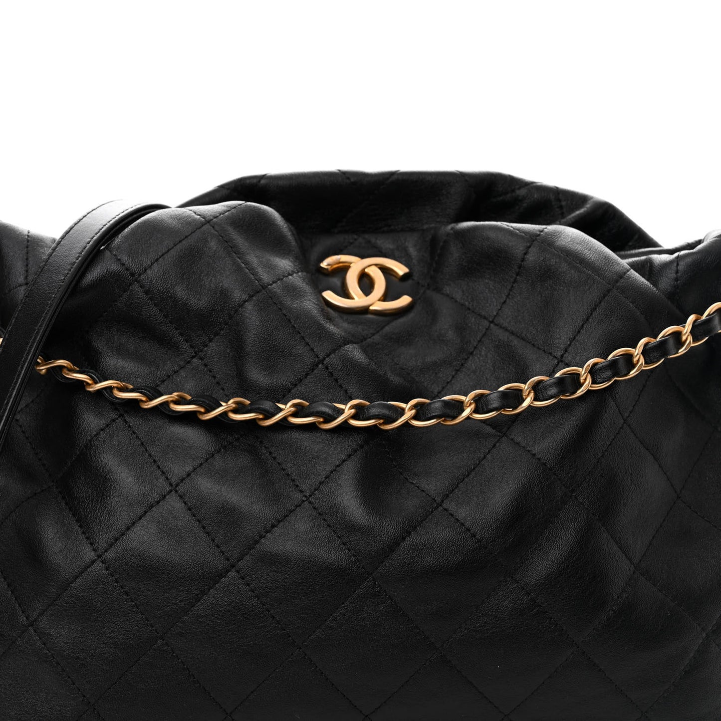 Calfskin Quilted Coco Shelter Bowling Bag Black