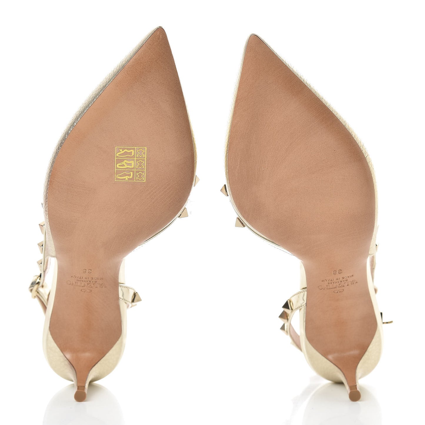 Metallic Pebbled Calfskin Rockstud Half D'Orsay Slingback 50mm Pumps 38 Platino