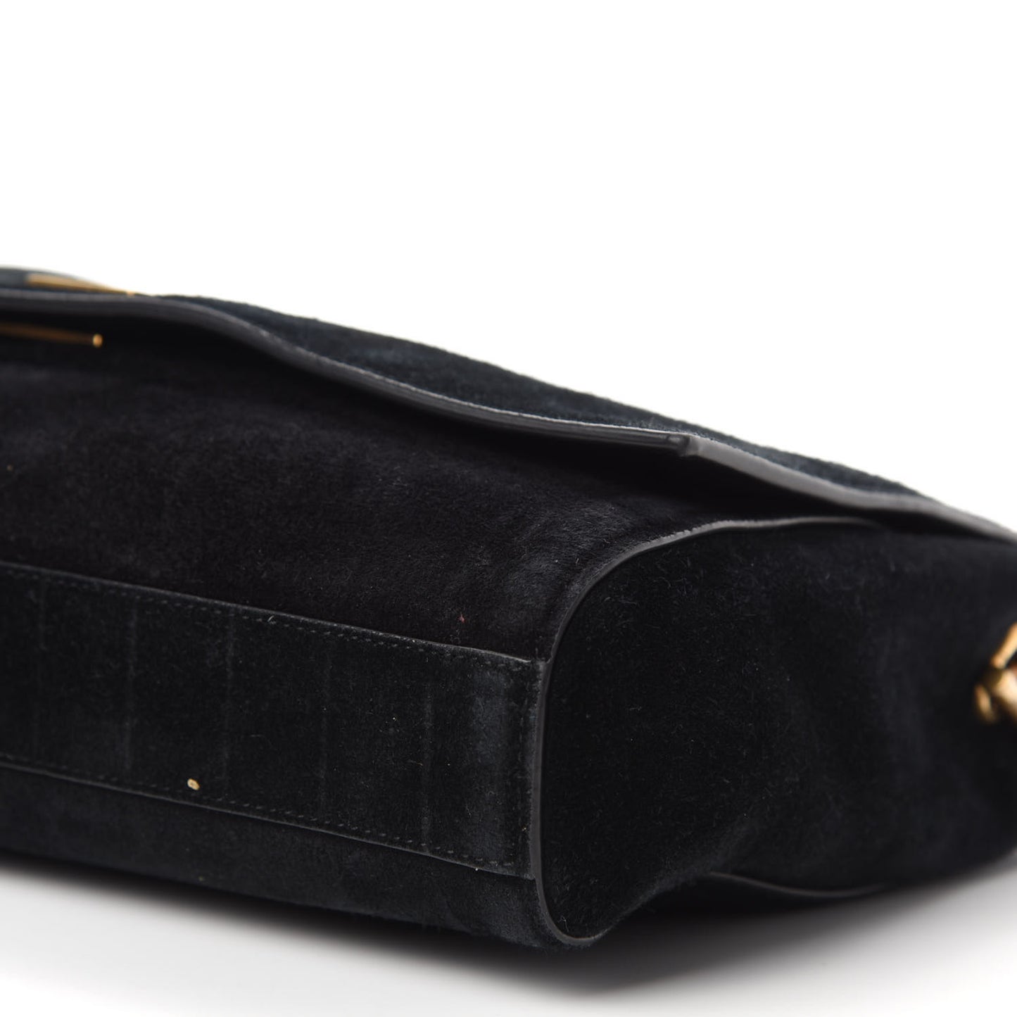 Smooth Calfskin Suede Medium Reversible Monogram Kate Satchel Black