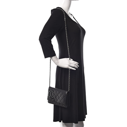 Chanel Calfskin Quilted Cambon Wallet On Chain WOC Black 2 of 11