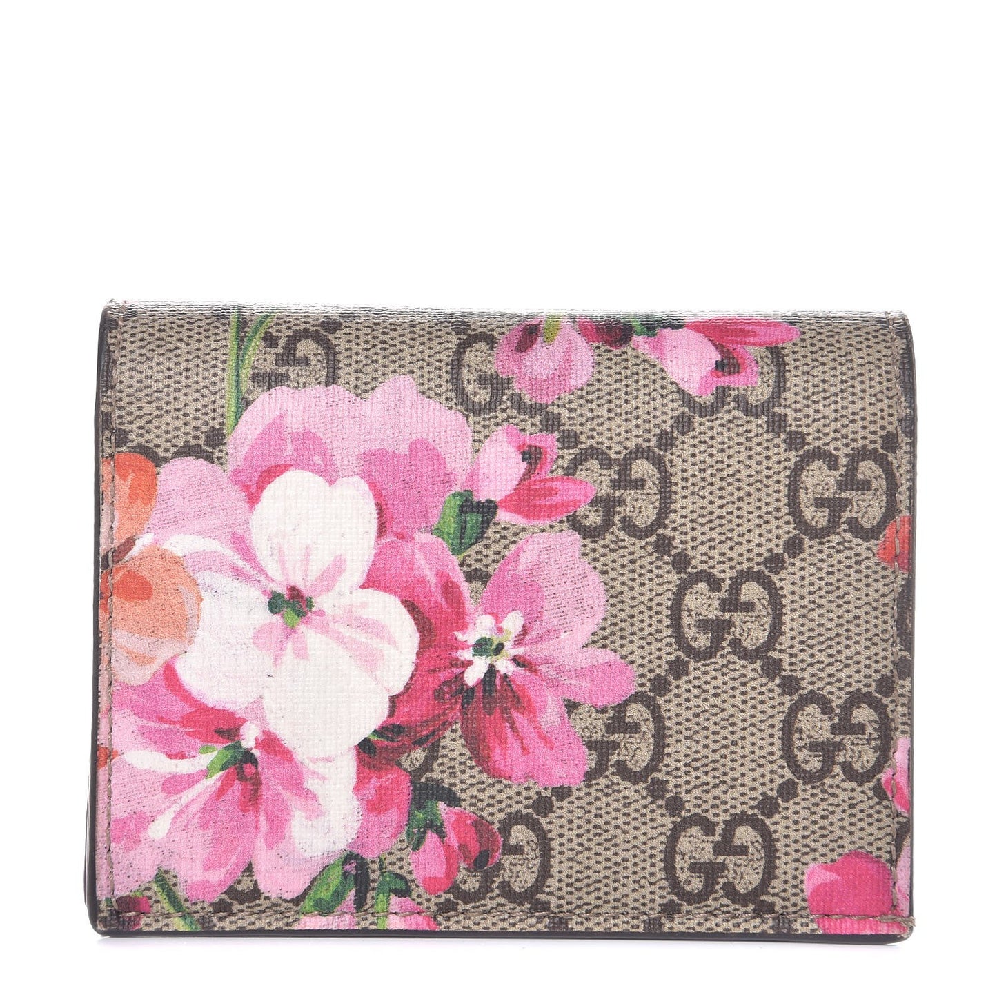 GG Supreme Monogram Blooms Card Case Beige Multicolor Dry Rose