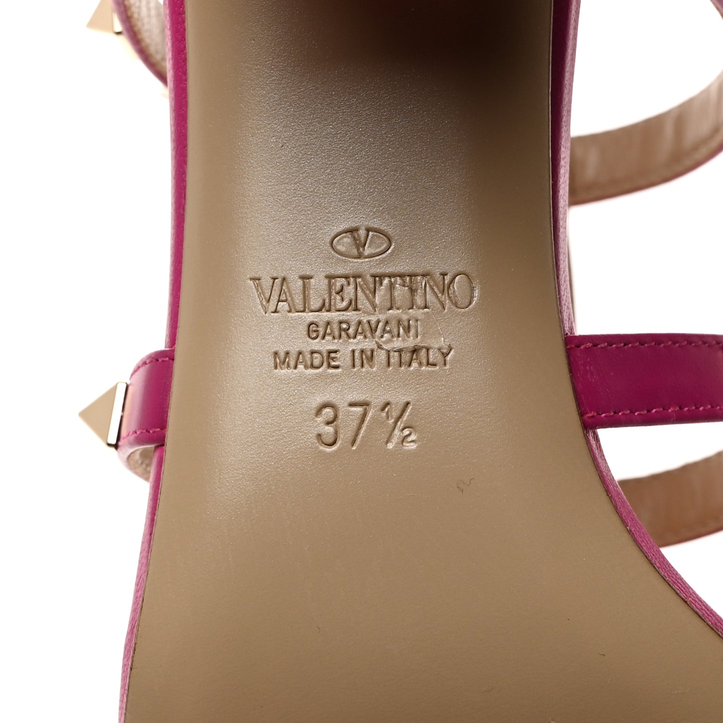 Calfskin Nappa Rockstud 60mm Caged Slide Sandals 37.5 Rose Violet