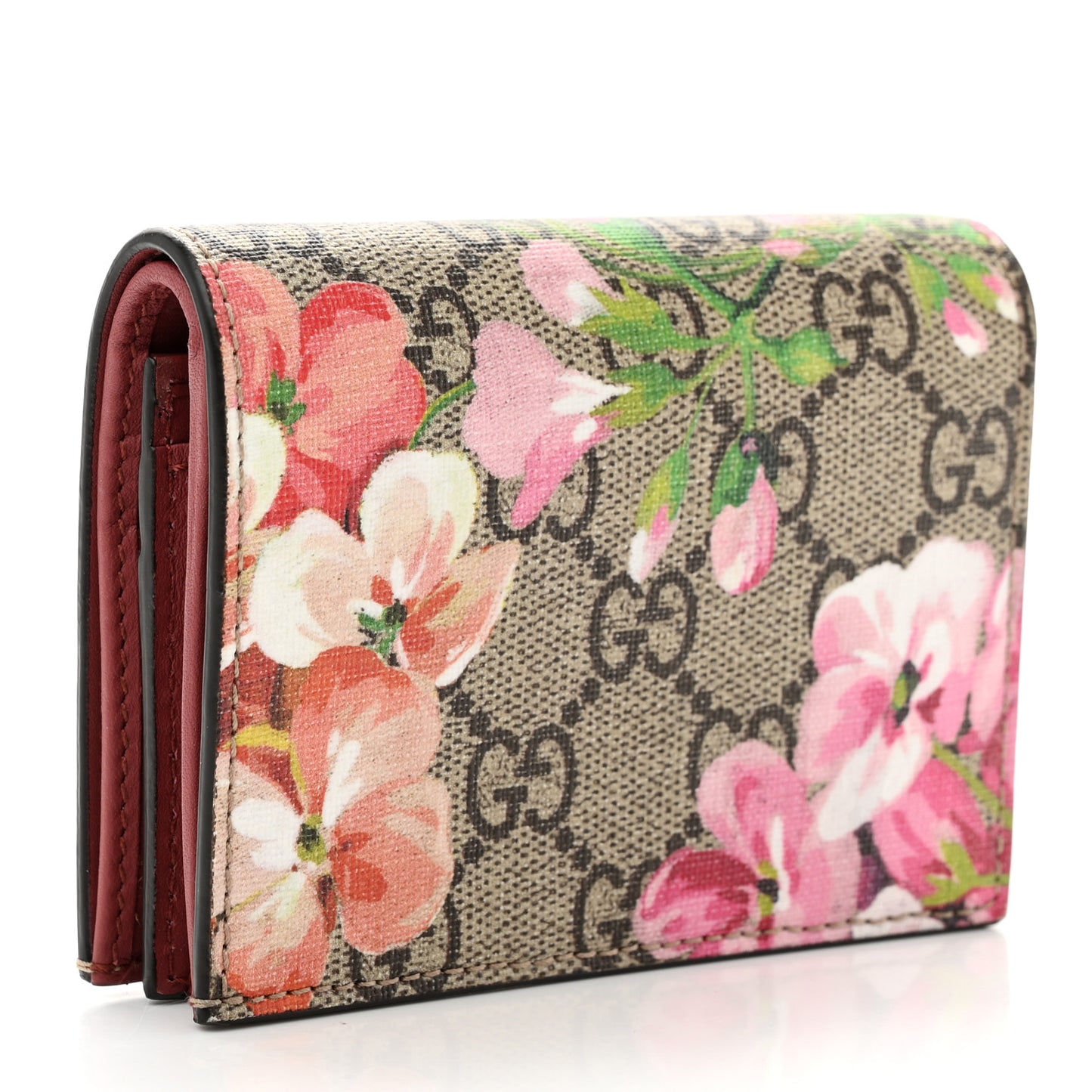 GG Supreme Monogram Blooms Card Case Beige Multicolor Dry Rose