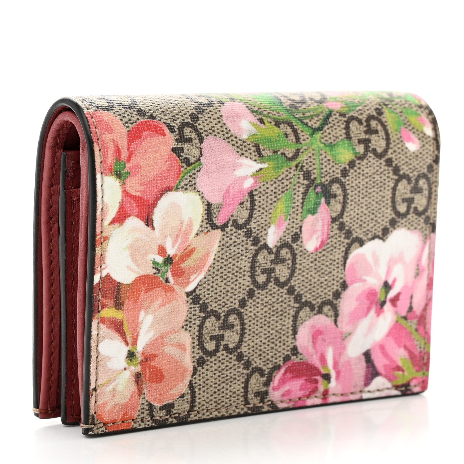 Gucci GG Supreme Monogram Blooms Card Case Beige Multicolor Dry Rose 3 of 8