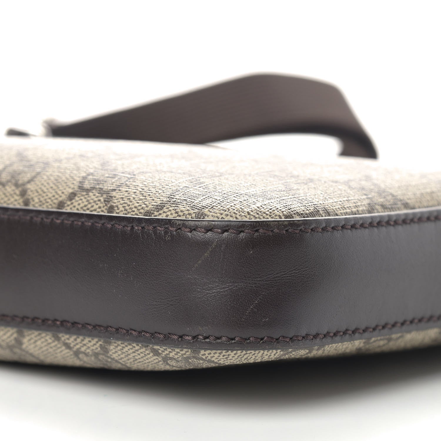 Gucci GG Supreme Monogram Selleria Calfskin Small Flat Messenger Bag Beige Ebony Cocoa Marrone Scuro 6 of 11
