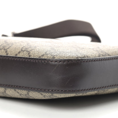 Gucci GG Supreme Monogram Selleria Calfskin Small Flat Messenger Bag Beige Ebony Cocoa Marrone Scuro 6 of 11