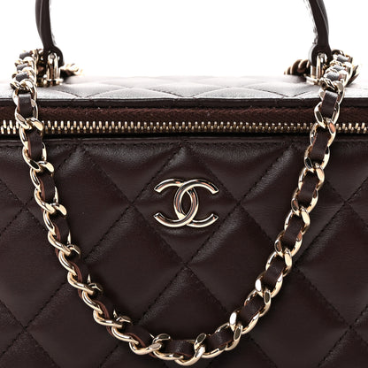 Chanel Lambskin Quilted Small Top Handle Vanity Case With Chain Dark Brown 8 of 10