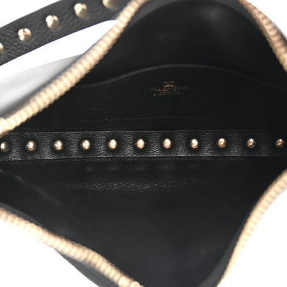 Valentino Garavani Grainy Calfskin Mini Rockstud Hobo Black 5 of 9