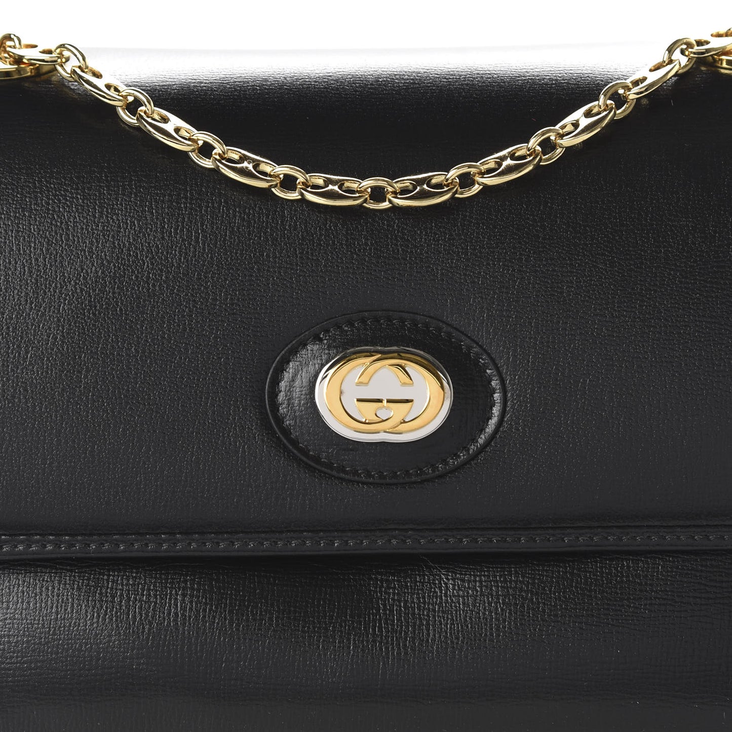 Azalea Calfskin Small Marina Chain Shoulder Bag Black