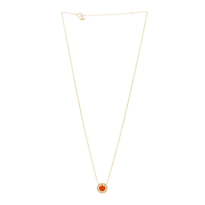 Tiffany 18K Yellow Gold Diamond Carnelian Small T Circle Pendant Necklace 3 of 5