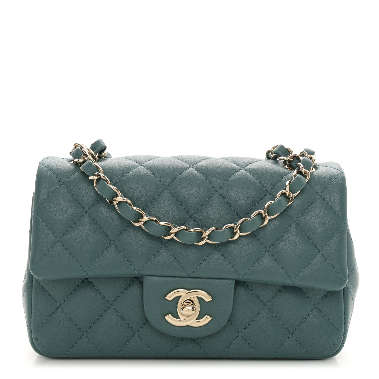 Chanel Lambskin Quilted Mini Rectangular Flap Green 1 of 11