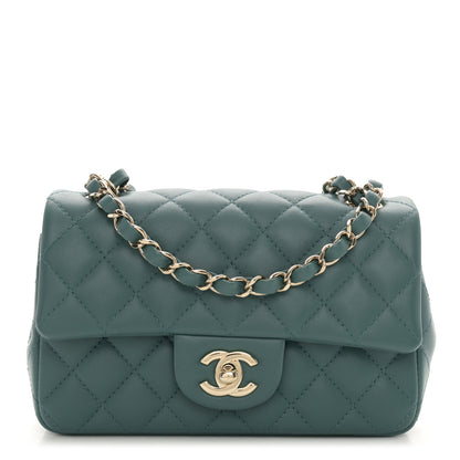 Chanel Lambskin Quilted Mini Rectangular Flap Green 1 of 11