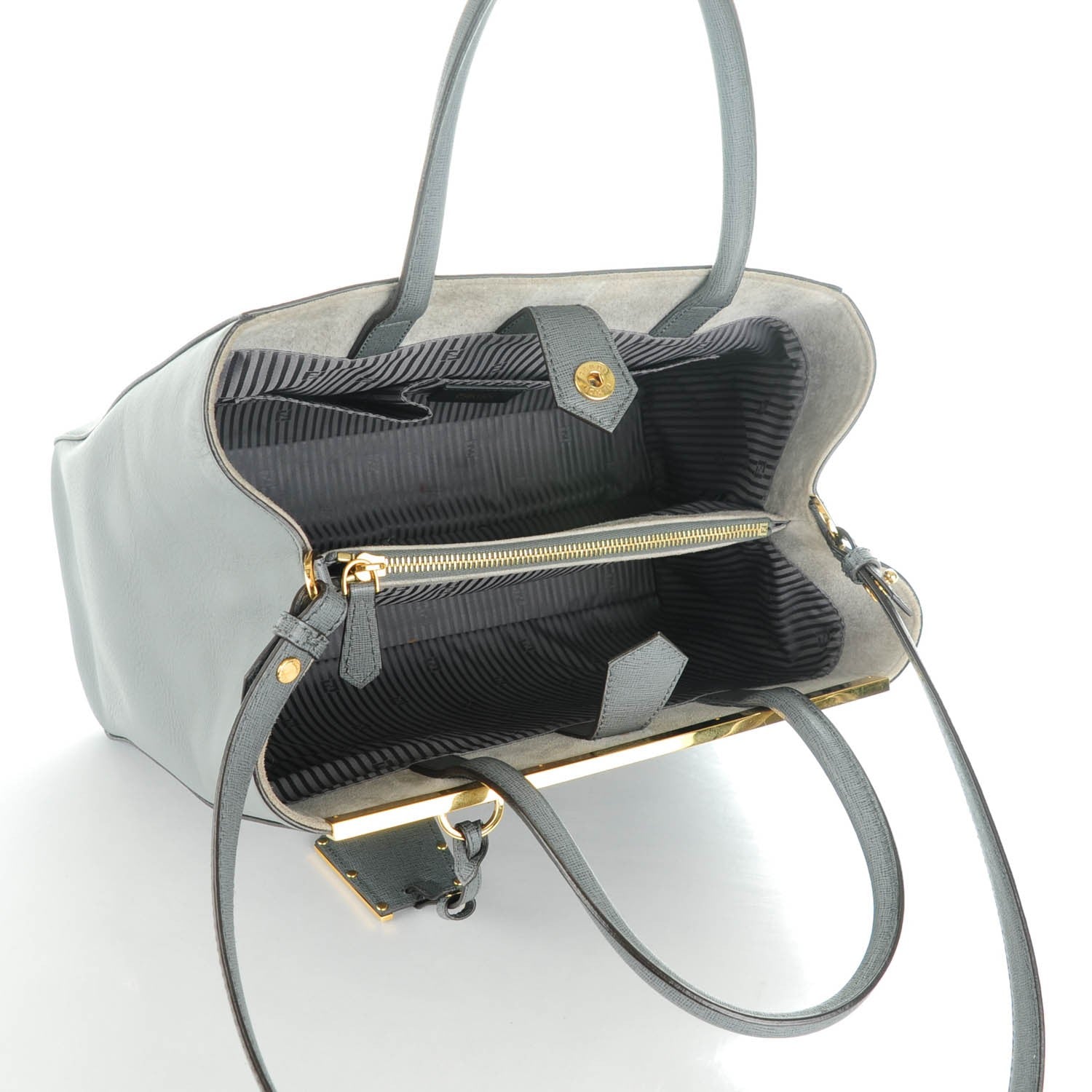 Fendi Vitello Elite Flamingo Regular 2Jours Tote Grigio Grigio Chiaro 5 of 8