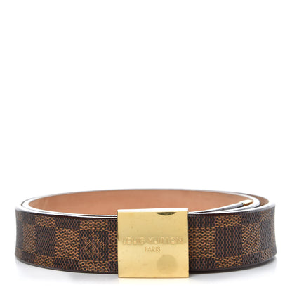 Louis Vuitton Damier Ebene LV Paris Buckle Belt 95 38 Gold 1 of 9