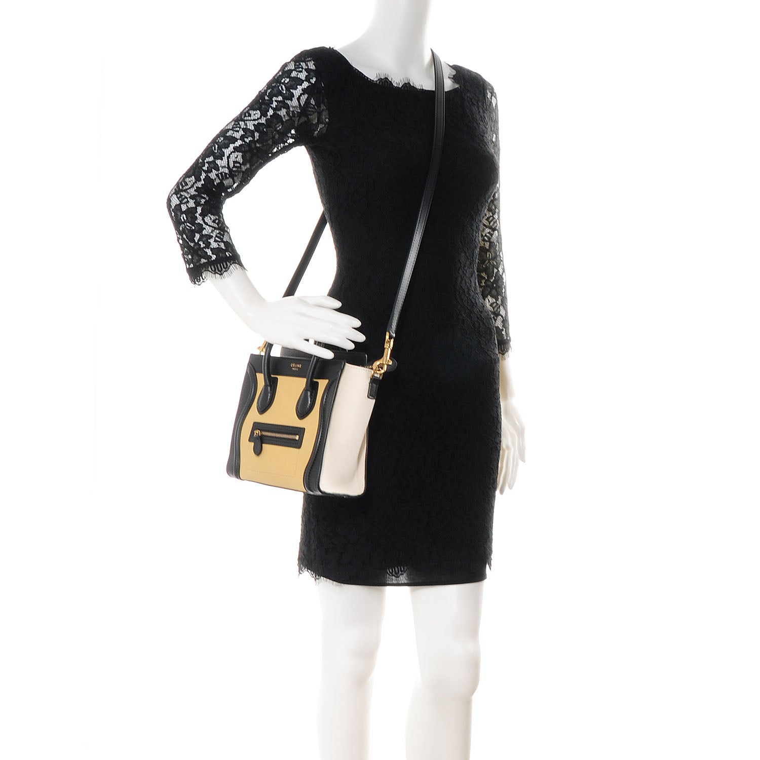 Celine Calfskin Nano Tri-Color Luggage Vanilla 2 of 8