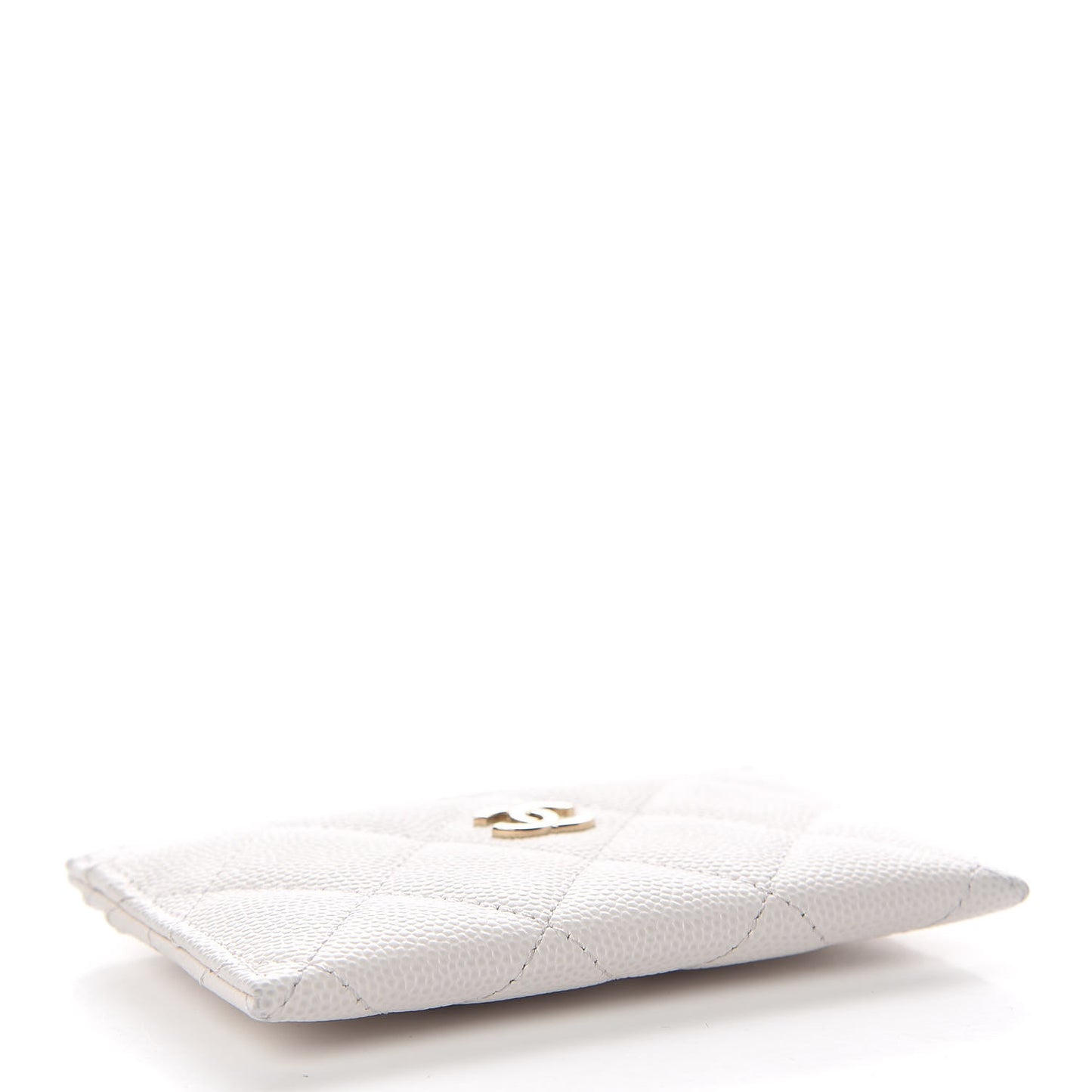 Caviar Quilted Card Holder White