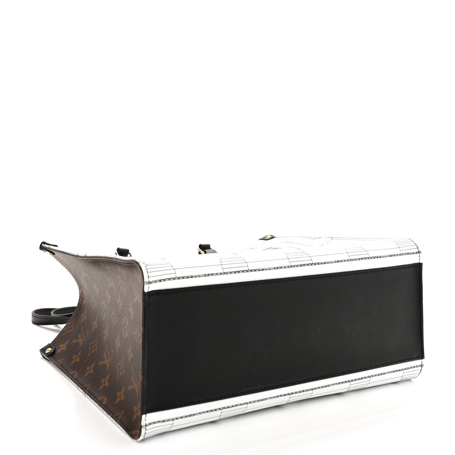 Louis Vuitton X FORNASETTI Calfskin Architettura Onthego MM Black White 4 of 9