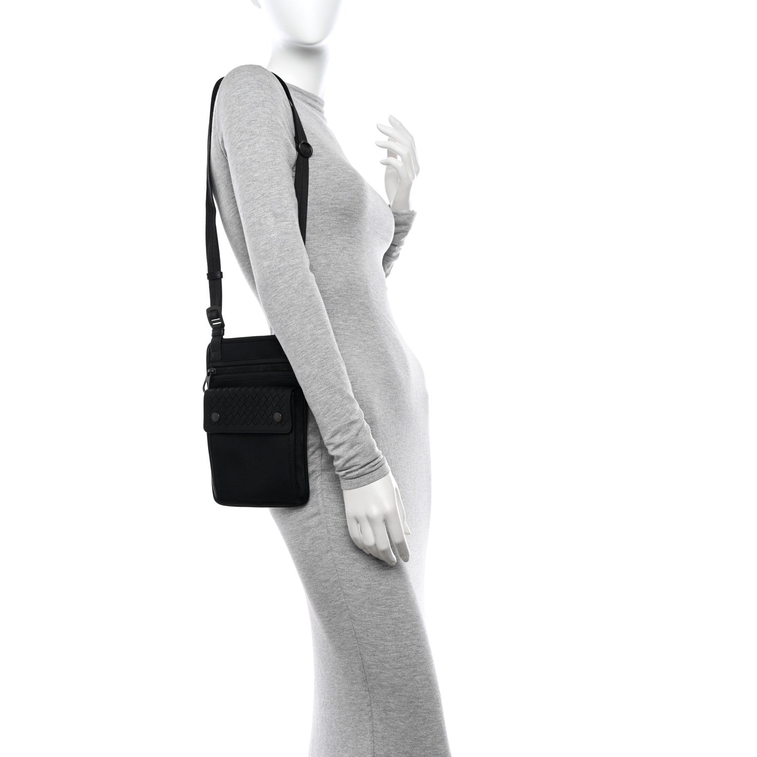 Bottega Veneta Nappa Intrecciato Nylon High Tech Crossbody Pouch Black 2 of 9