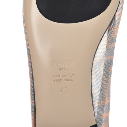 Fendi Mesh FF Skimmer Ballerina Flats 40 Tobacco Moro Black 7 of 7
