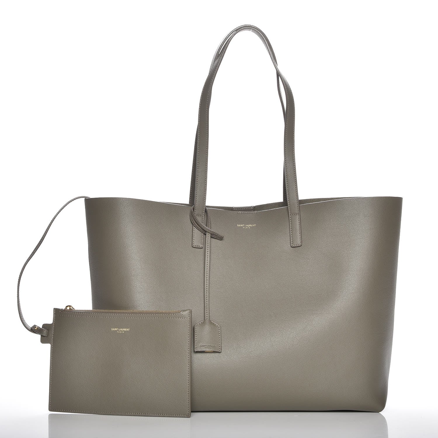 Saint Laurent Calfskin Large Shopping Tote Kaki Militaire 3 of 8