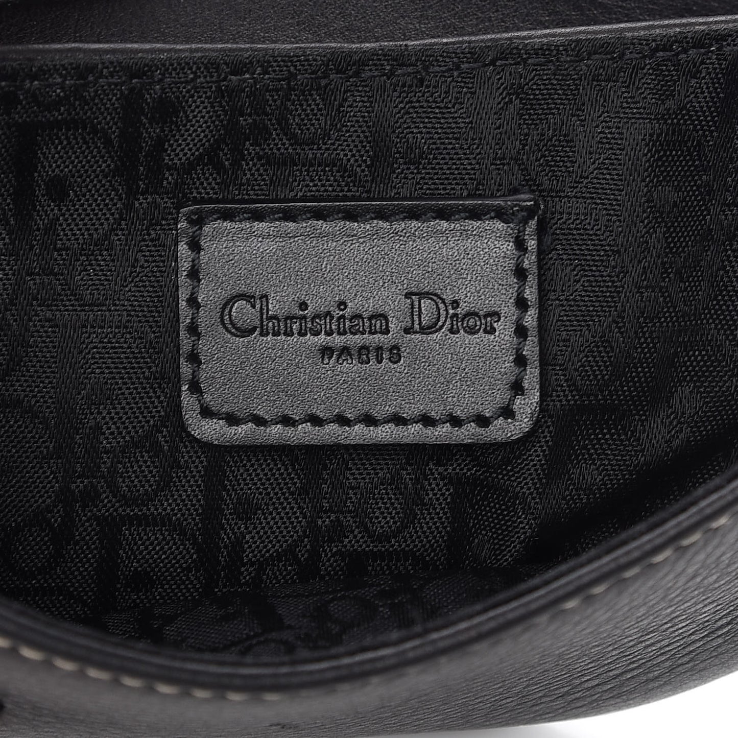 Grained Calfskin Saddle Belt Bag Black