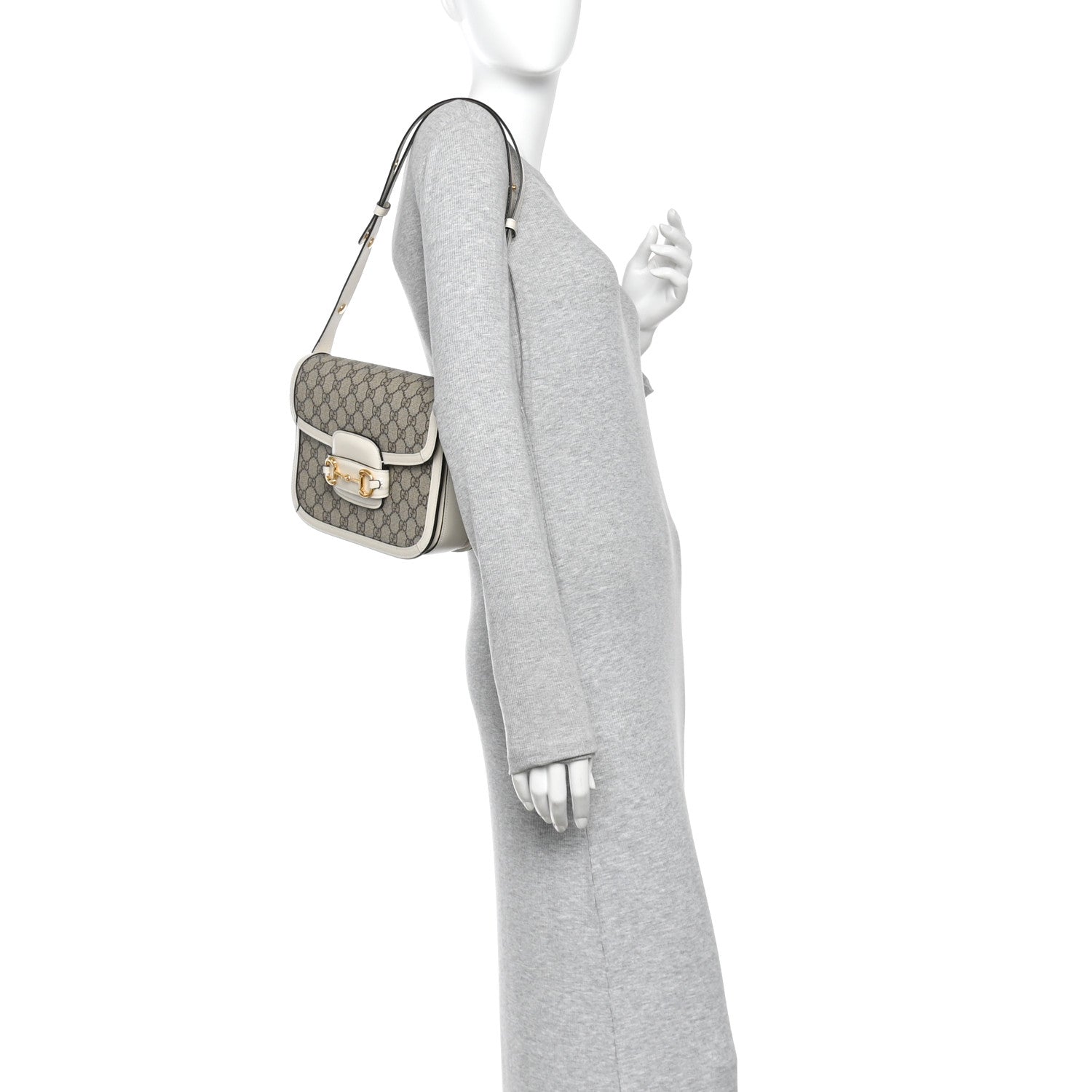 Gucci GG Supreme Monogram Horsebit 1955 Shoulder Bag Beige Mystic White 2 of 12