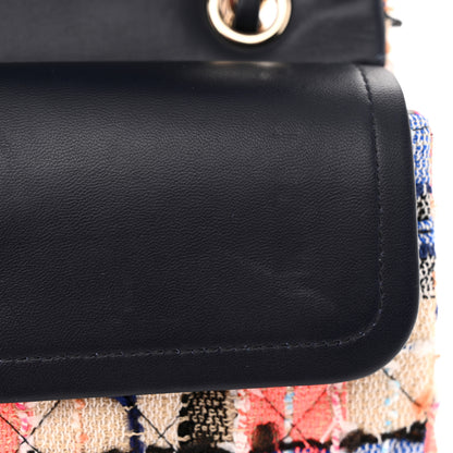 Chanel Tweed Quilted Medium Double Flap Blue Orange Yellow 11 of 14