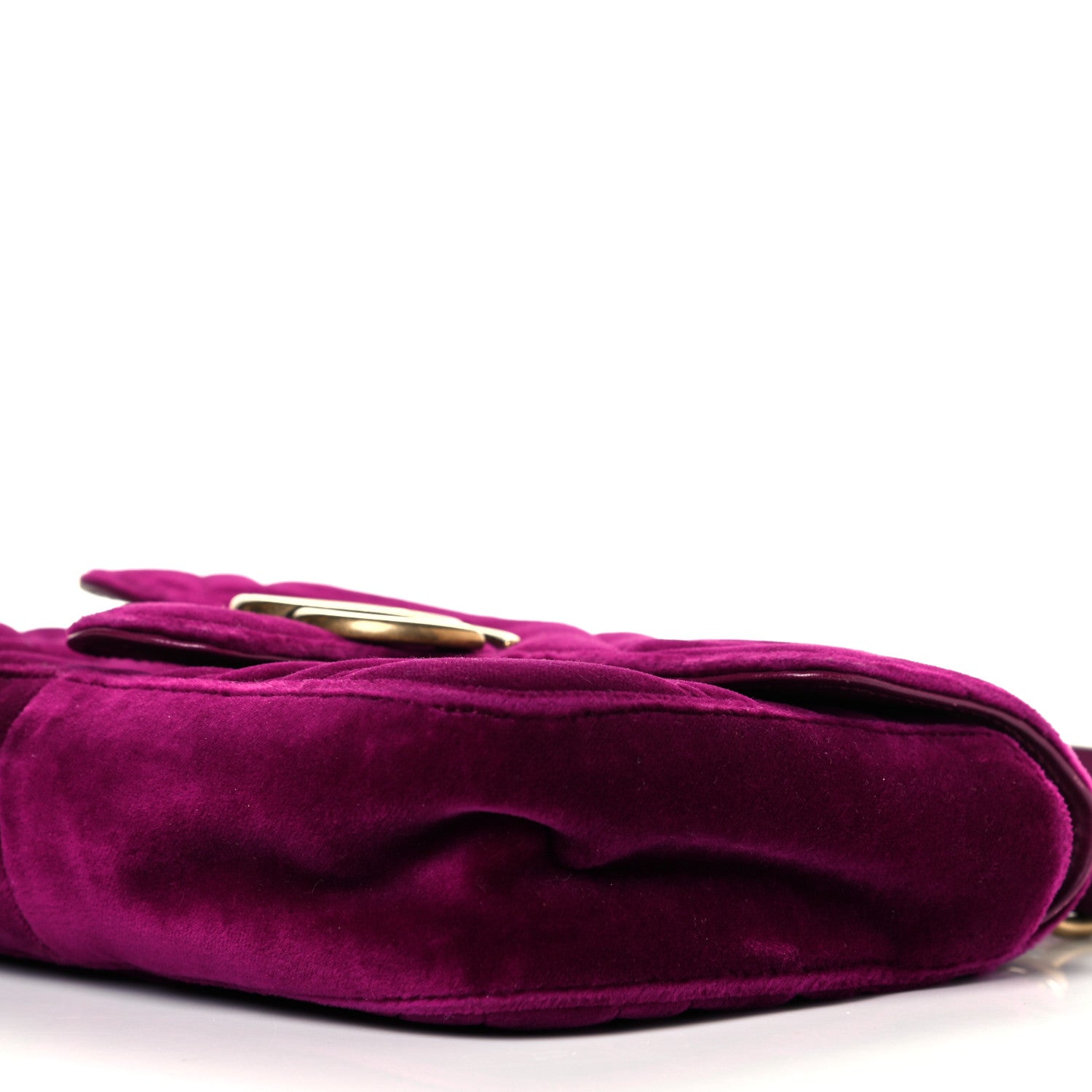 Gucci Velvet Matelasse Mini GG Marmont Shoulder Bag Fuchsia Violet Cyclamen 11 of 12