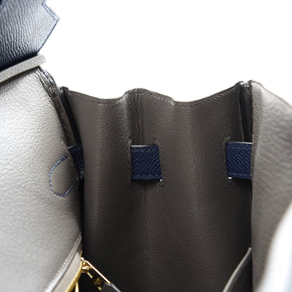 Hermes Epsom Horseshoe Birkin 35 Bleu Saphir Etain 12 of 35