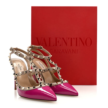 Valentino Garavani Patent Nappa Rockstud Ankle Strap 100mm Pumps 37 Rose Violet Poudre 8 of 8