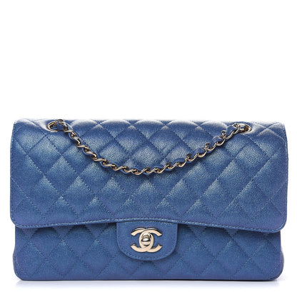 Chanel Iridescent Caviar Quilted Medium Double Flap Dark Blue 1 of 13