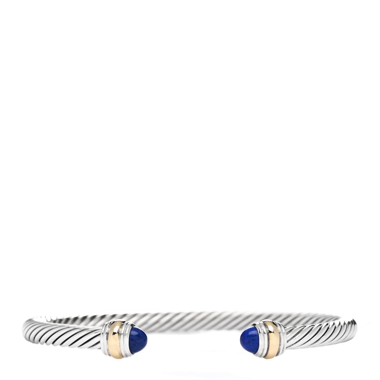 David Yurman Sterling Silver 14K Yellow Gold Lapis Lazuli 5mm Cable Classics Bracelet 1 of 3