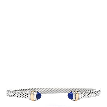 David Yurman Sterling Silver 14K Yellow Gold Lapis Lazuli 5mm Cable Classics Bracelet 1 of 3