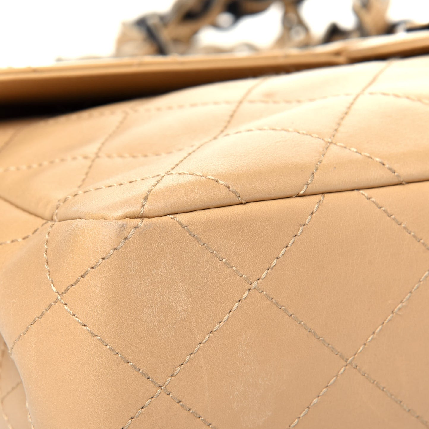 Lambskin Bekko Resin Jumbo Single Flap Beige