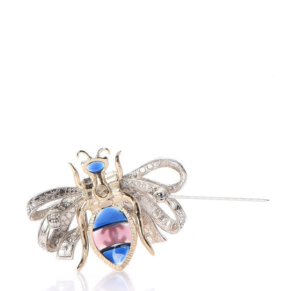 Chanel Crystal Gripoix Poured Glass CC Butterfly Brooch Gold 3 of 4