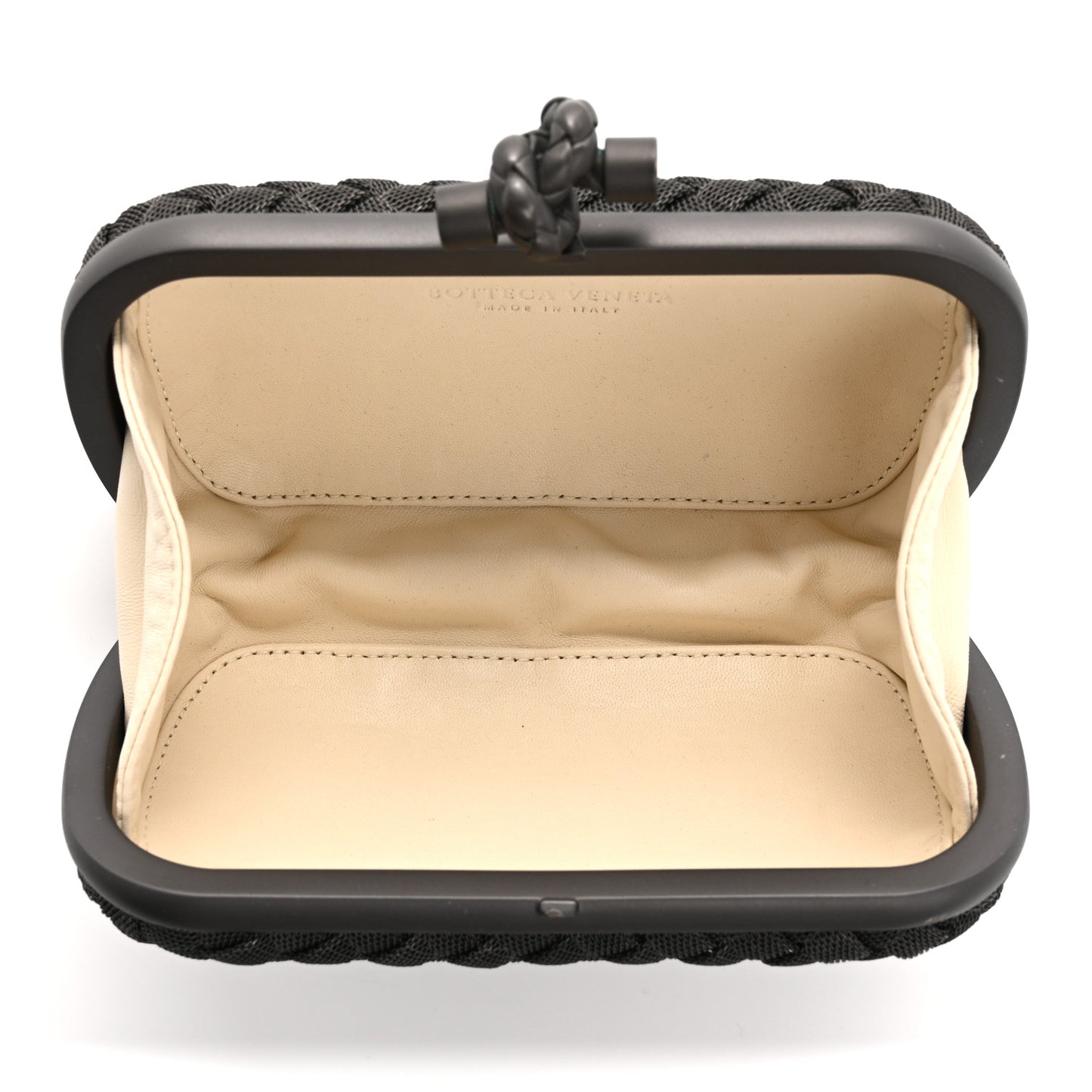 Metal Intrecciato Mesh Woven Knot Clutch Argento