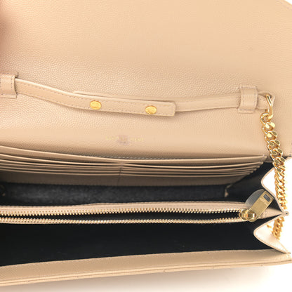 Saint Laurent Grain De Poudre Matelasse Chevron Monogram Chain Wallet Nude Powder 5 of 10