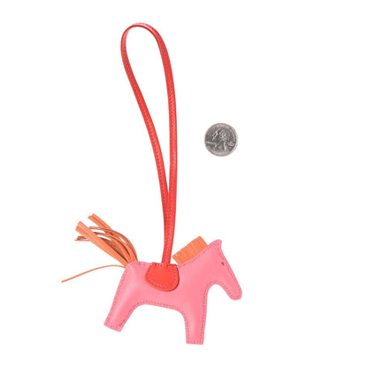 Hermes Milo Lambskin Grigri Rodeo Bag Charm PM Rose Azalee Orange Poppy Rouge Indien 2 of 4